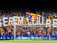 Flag of Spain on the Las Palmas jersey for the Barca match